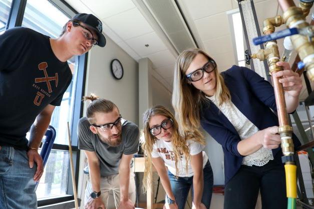 Students in a lab. 